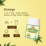 1 to 2 tab. with water, twice a day after meals