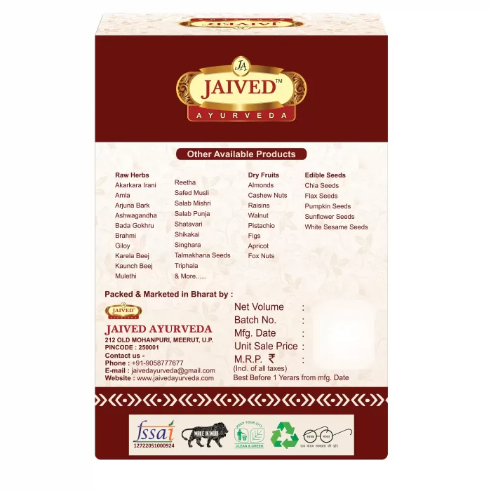 Jaived Ayurveda Box Back